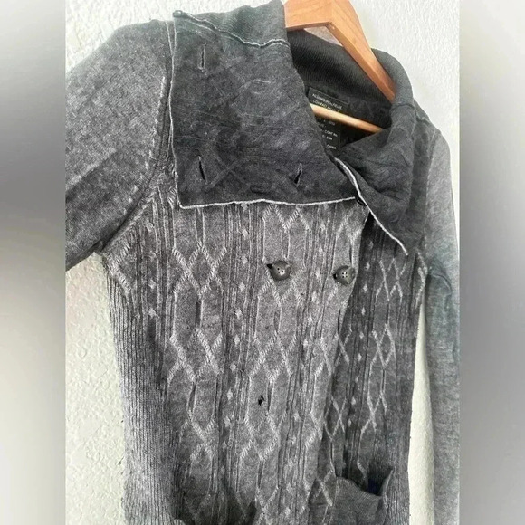 Allsaints womans long sleeve wide collar button up sweater size 10 charcoal grey - Picture 7 of 7